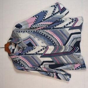 Alfred Dunner Satin Abstract Patterned Button‎ Down Shirt 16